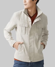 MKJGX09230 MK MICHEL KLEIN HOMME(MKミッシェルクランオム) 【在庫限り/洗える】スタンドカラーブルゾン/Refiax  アイボリー(80)