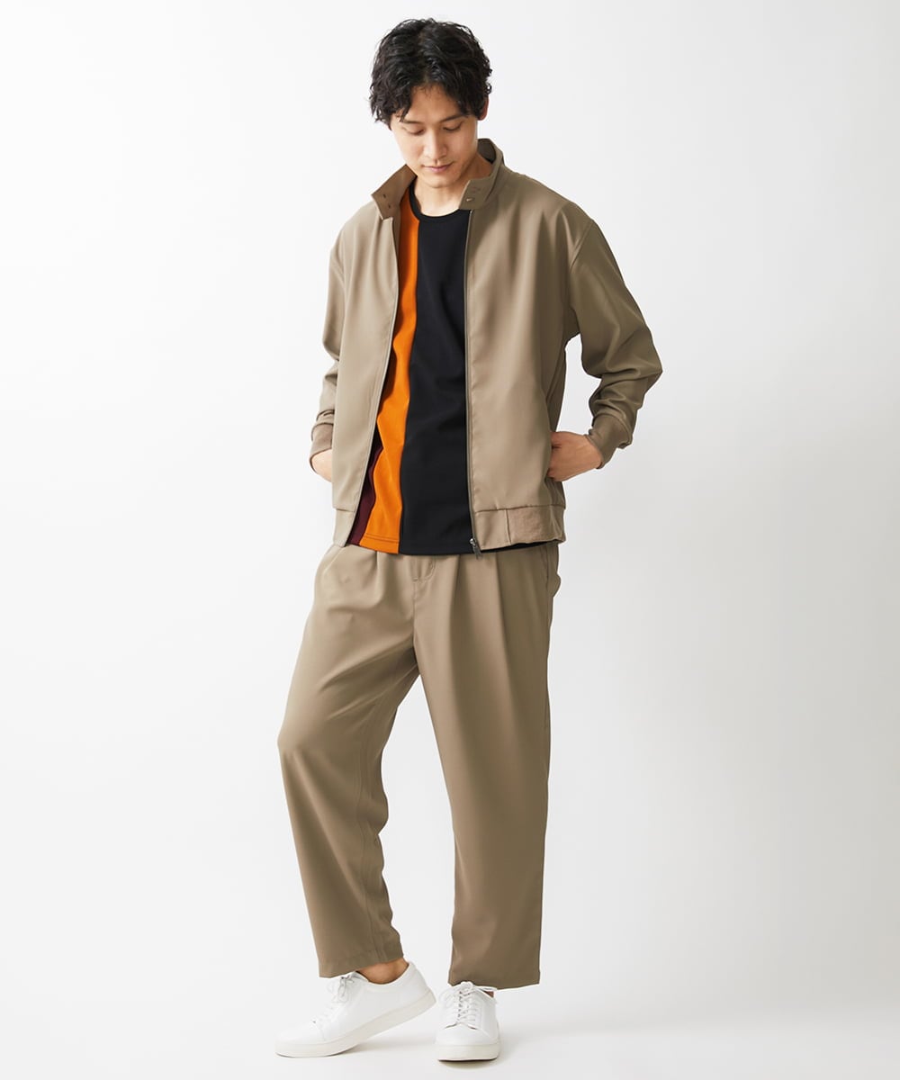 MKJGX30150 MK MICHEL KLEIN HOMME(MKミッシェルクランオム) パウダリーストレッチドッグイヤーブルゾン /【セットアップ対応】 カーキ