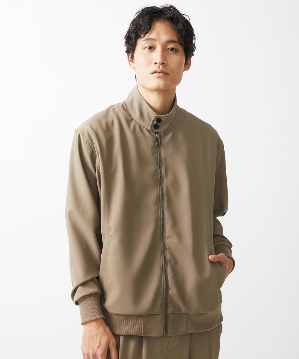MKJGX30150 MK MICHEL KLEIN HOMME(MKミッシェルクランオム) パウダリーストレッチドッグイヤーブルゾン /【セットアップ対応】 カーキ