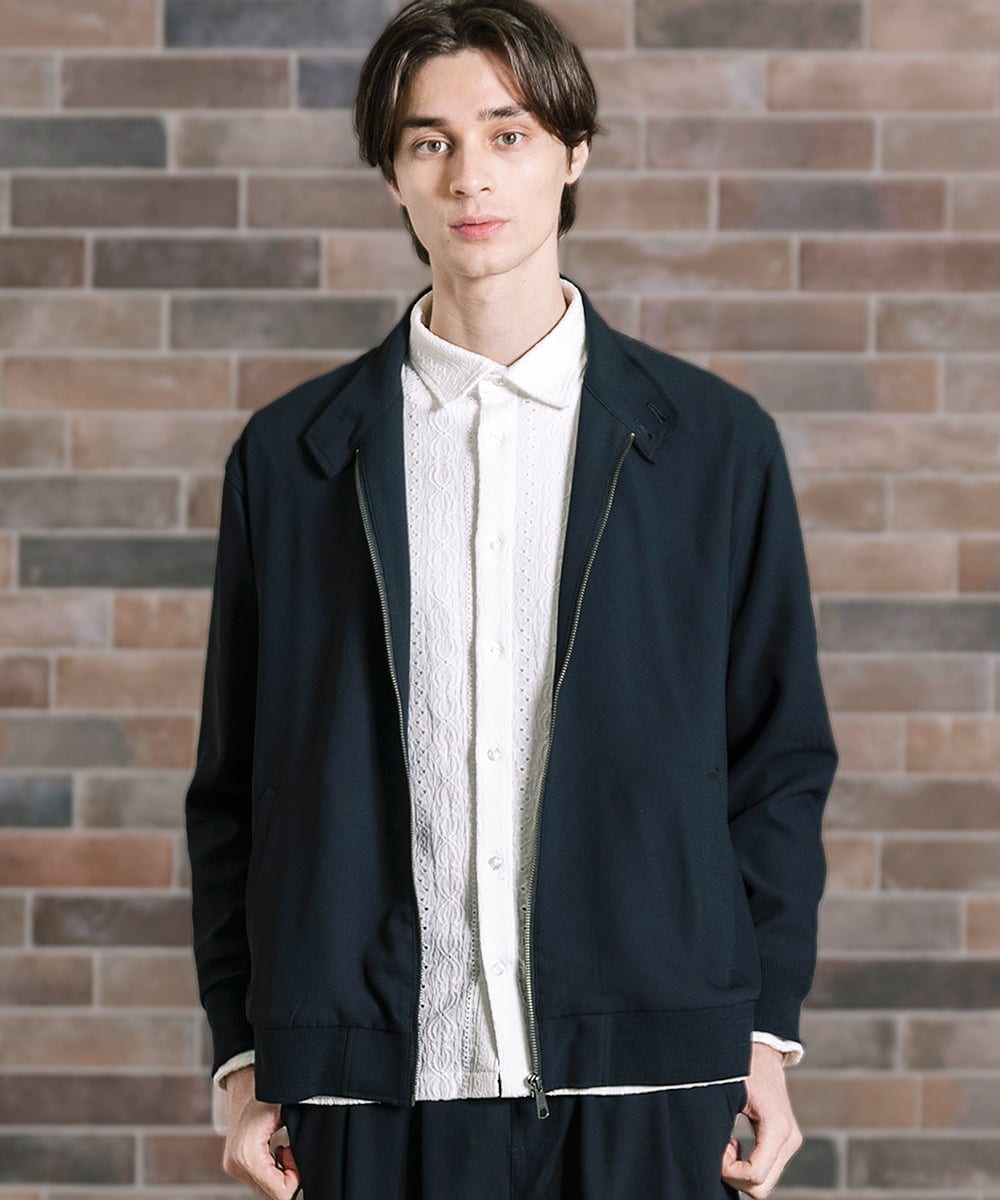 MKJGX30150 MK MICHEL KLEIN HOMME(MKミッシェルクランオム) パウダリーストレッチドッグイヤーブルゾン /【セットアップ対応】 ブラック