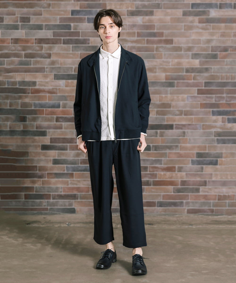 MKJGX30150 MK MICHEL KLEIN HOMME(MKミッシェルクランオム) パウダリーストレッチドッグイヤーブルゾン /【セットアップ対応】 ブラック
