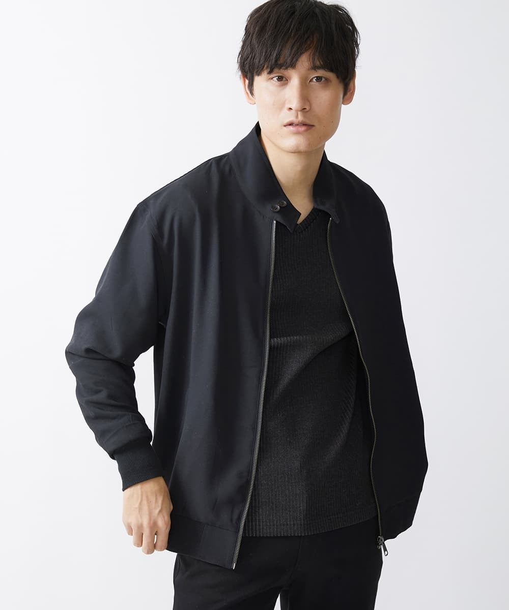 MKJGX30150 MK MICHEL KLEIN HOMME(MKミッシェルクランオム) パウダリーストレッチドッグイヤーブルゾン /【セットアップ対応】 ブラック