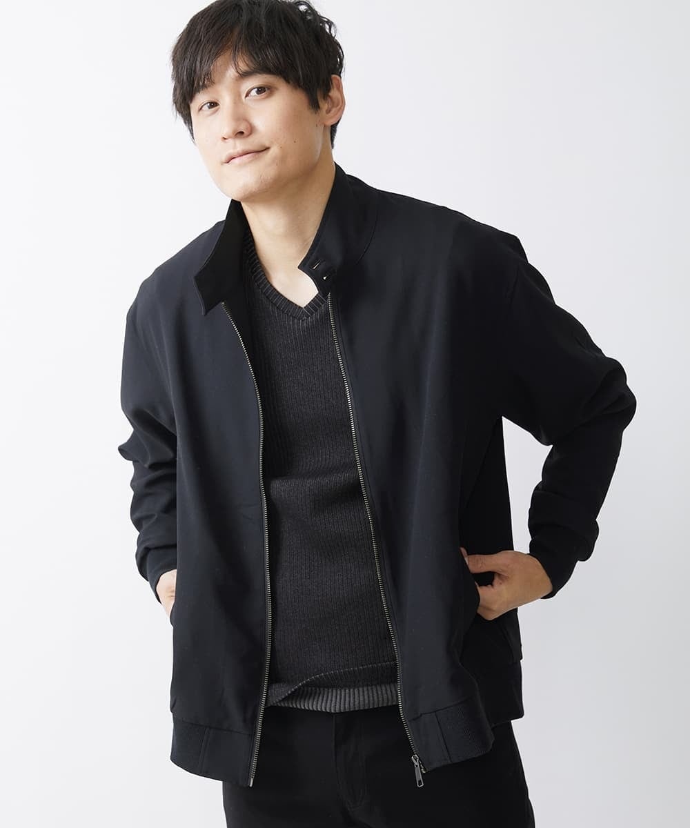 MKJGX30150 MK MICHEL KLEIN HOMME(MKミッシェルクランオム) パウダリーストレッチドッグイヤーブルゾン /【セットアップ対応】 ブラック