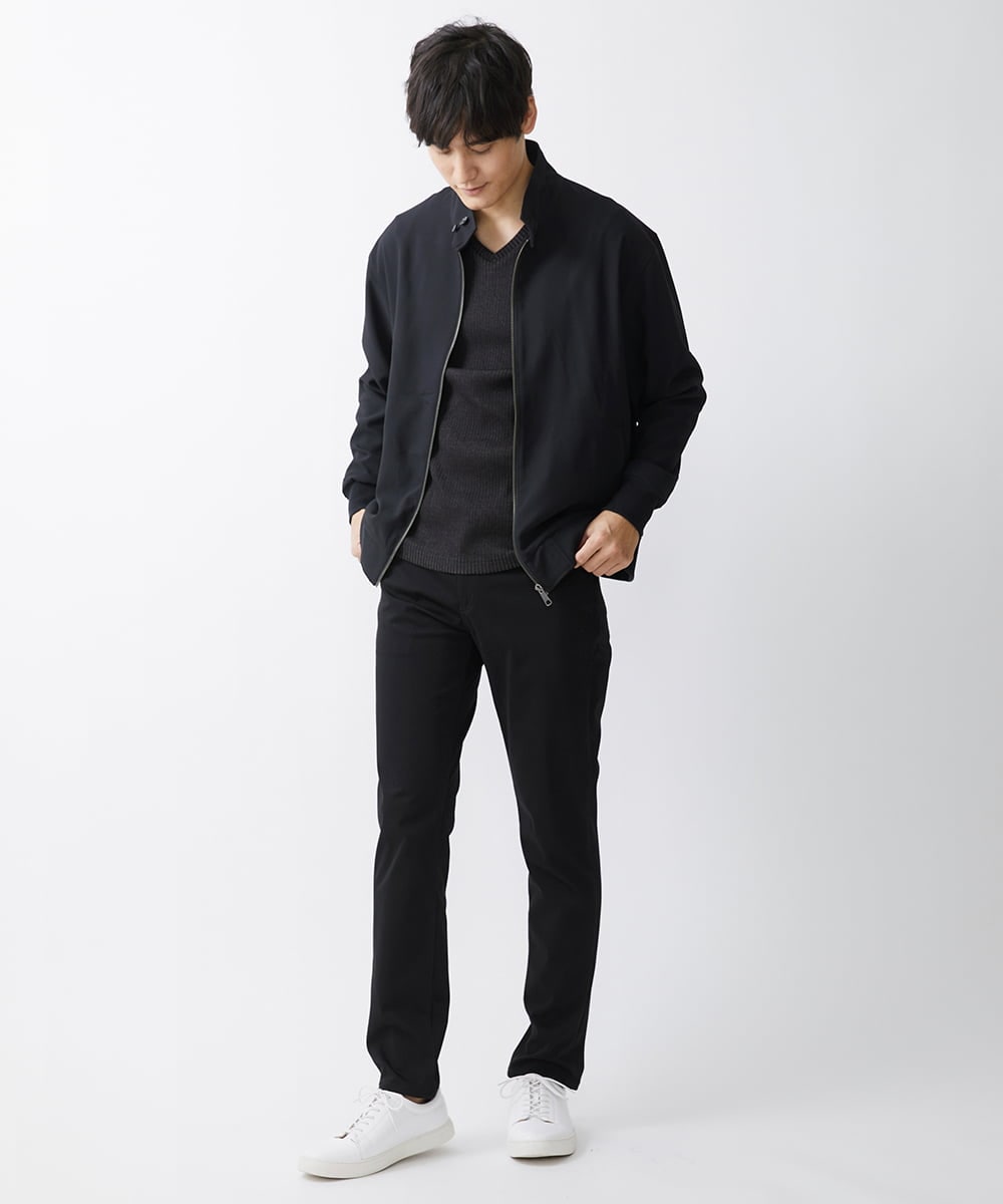 MKJGX30150 MK MICHEL KLEIN HOMME(MKミッシェルクランオム) パウダリーストレッチドッグイヤーブルゾン /【セットアップ対応】 ブラック
