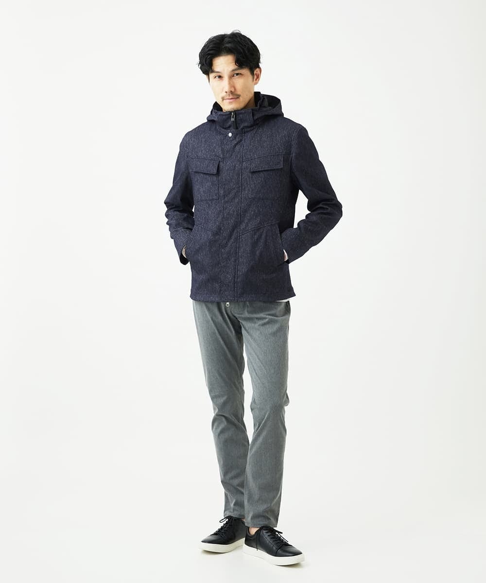 MKJJC30272 MK MICHEL KLEIN HOMME(MKミッシェルクランオム) 【ライナー付き / 撥水 / ストレッチ】 COMFUN CLOTH(コンファンクロス） フード付ブルゾン ブルー