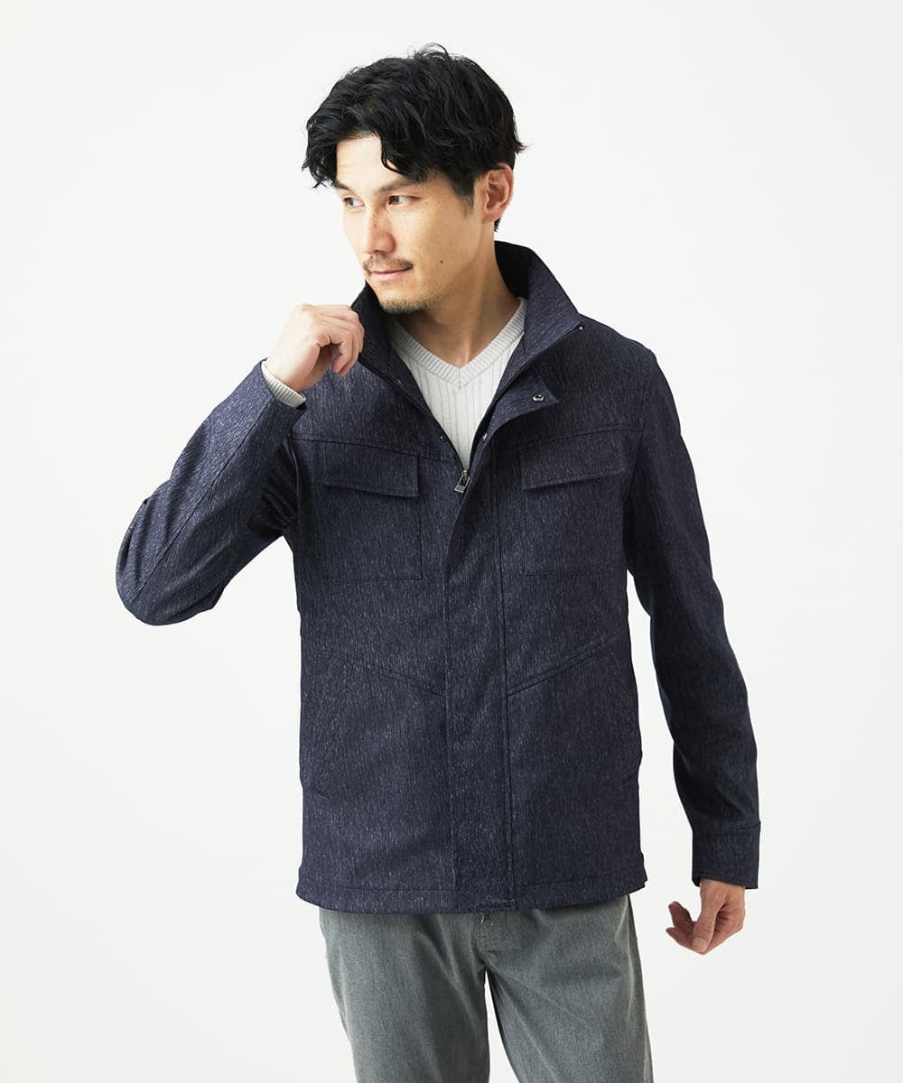 MKJJC30272 MK MICHEL KLEIN HOMME(MKミッシェルクランオム) 【ライナー付き / 撥水 / ストレッチ】 COMFUN CLOTH(コンファンクロス） フード付ブルゾン ブルー