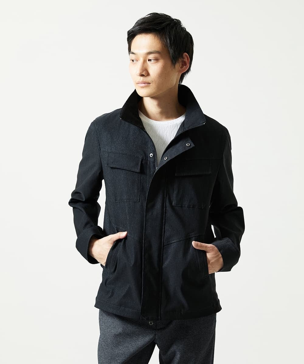 MKJJC30272 MK MICHEL KLEIN HOMME(MKミッシェルクランオム) 【ライナー付き / 撥水 / ストレッチ】 COMFUN CLOTH(コンファンクロス） フード付ブルゾン ブラック