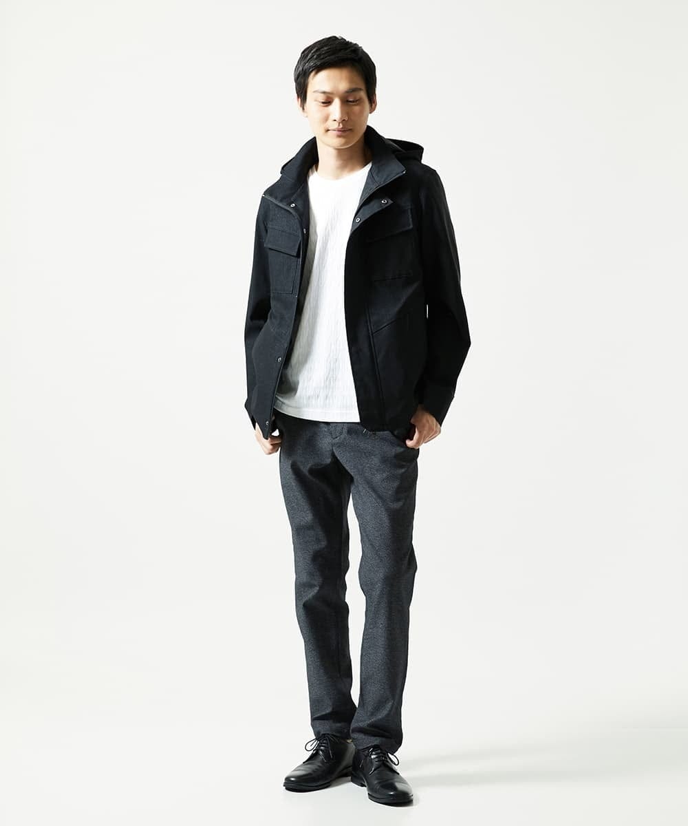 MKJJC30272 MK MICHEL KLEIN HOMME(MKミッシェルクランオム) 【ライナー付き / 撥水 / ストレッチ】 COMFUN CLOTH(コンファンクロス） フード付ブルゾン ブラック