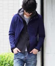 MKJJI21190 MK MICHEL KLEIN HOMME(MKミッシェルクランオム) 《最終入荷》フードミリタリーブルゾン／カチーナWクロス ブルー