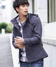 MKJJI21190 MK MICHEL KLEIN HOMME(MKミッシェルクランオム) 《最終入荷》フードミリタリーブルゾン／カチーナWクロス ダークグレー