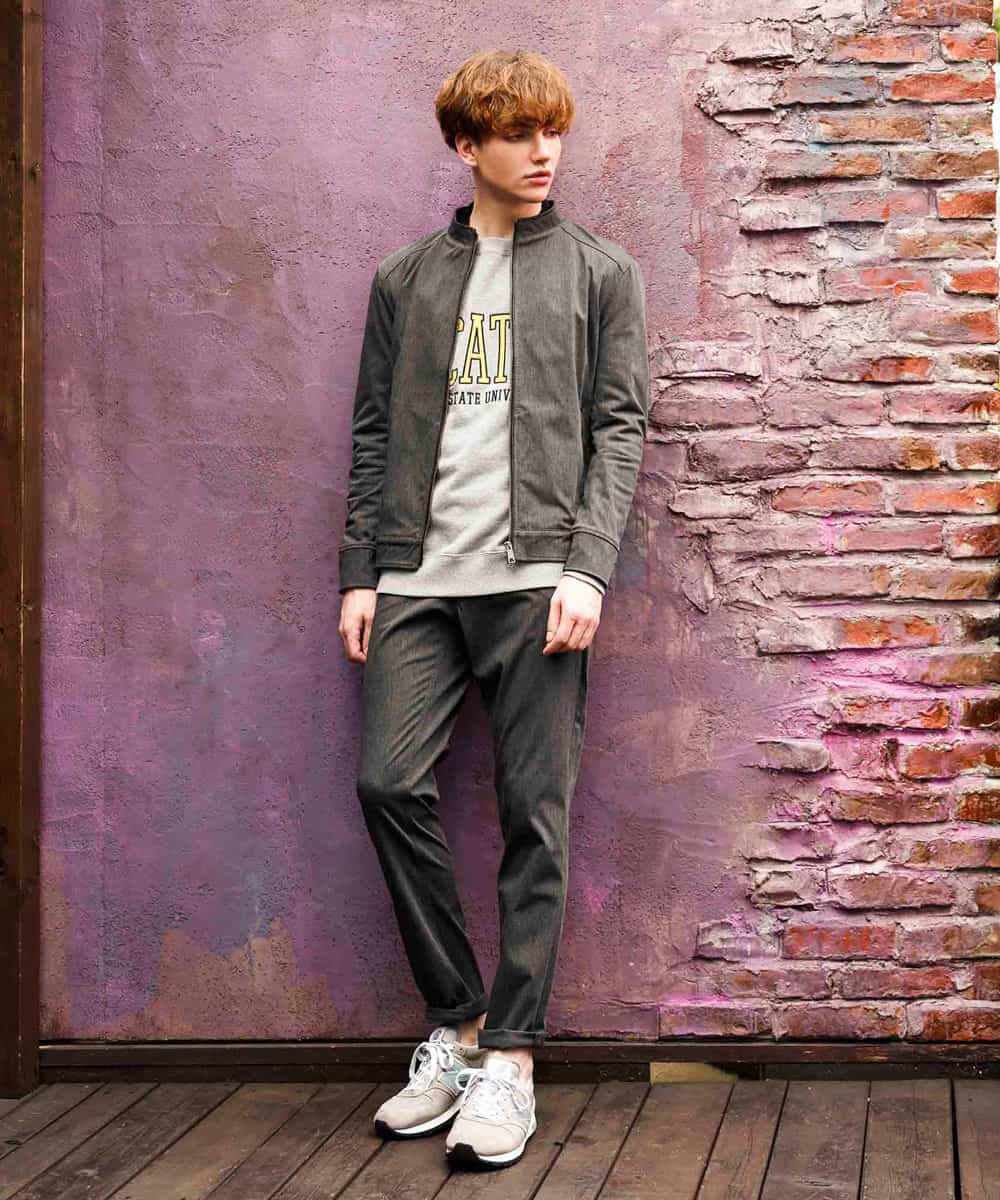 MKJJO04130 MK MICHEL KLEIN HOMME(MKミッシェルクランオム) MAGICストレッチ/コンパクトストレッチブルゾン ダークグレー