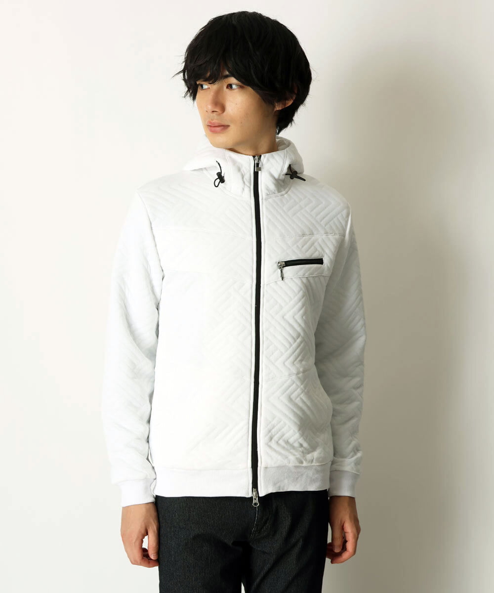 MKJJR24100 MK MICHEL KLEIN HOMME(MKミッシェルクランオム) スタンドブルゾンパーカー ホワイト(90)