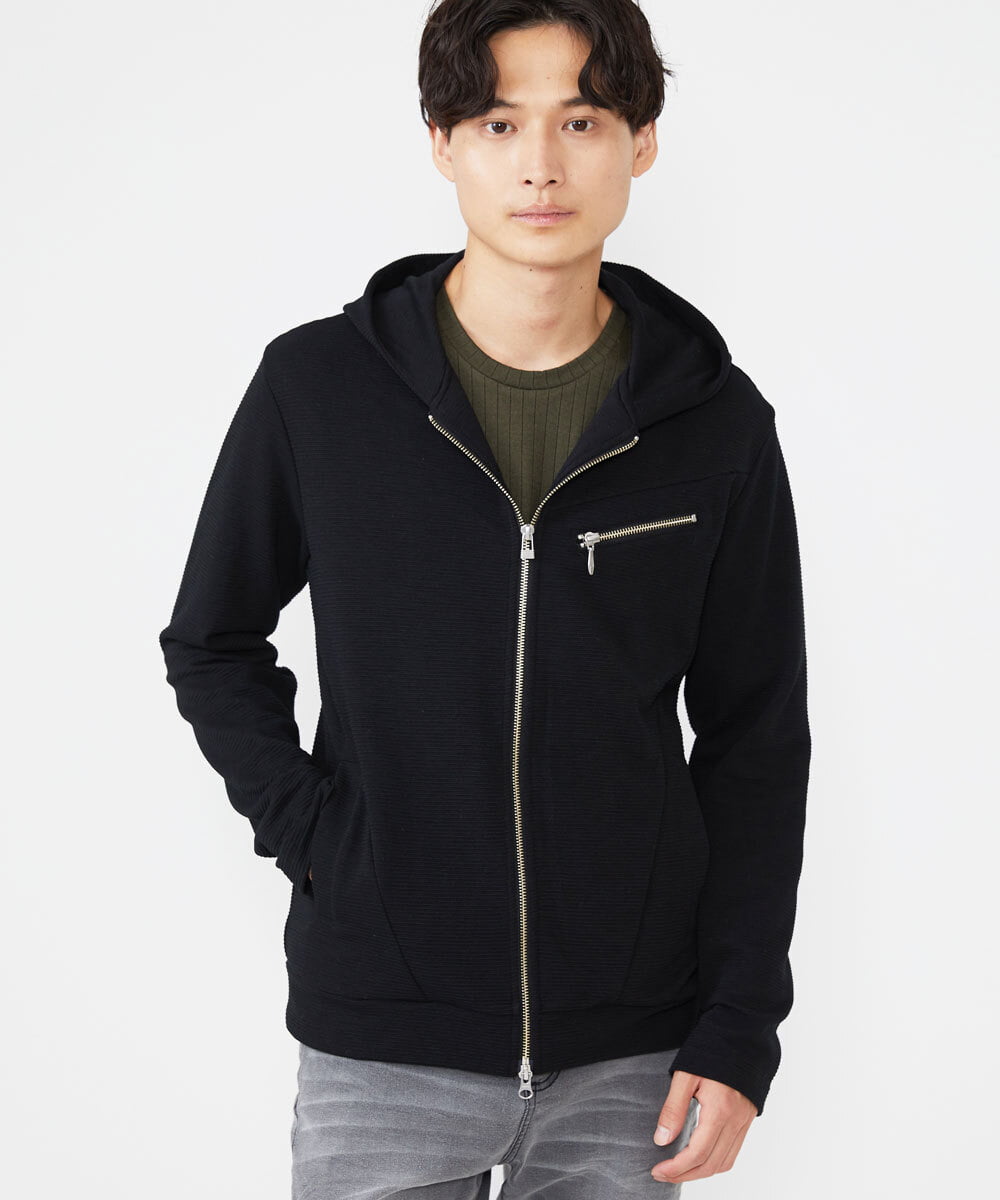 MKJJU03100 MK MICHEL KLEIN HOMME(MKミッシェルクランオム) パーカ / リップリバーボーダー ブラック(94)