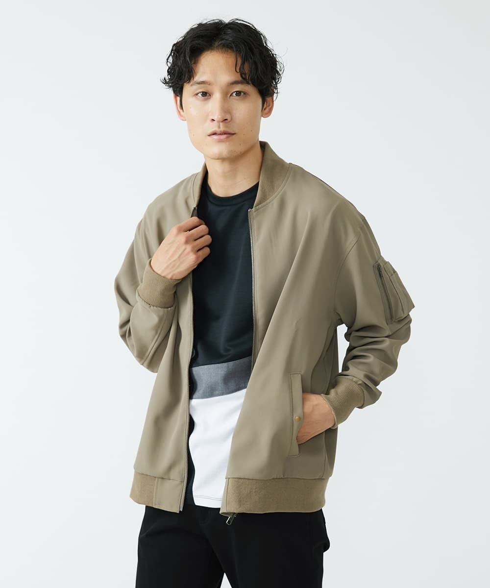 MKJJU88140 MK MICHEL KLEIN HOMME(MKミッシェルクランオム) バックサテンMA-1ブルゾン / セットアップ ベージュ(84)