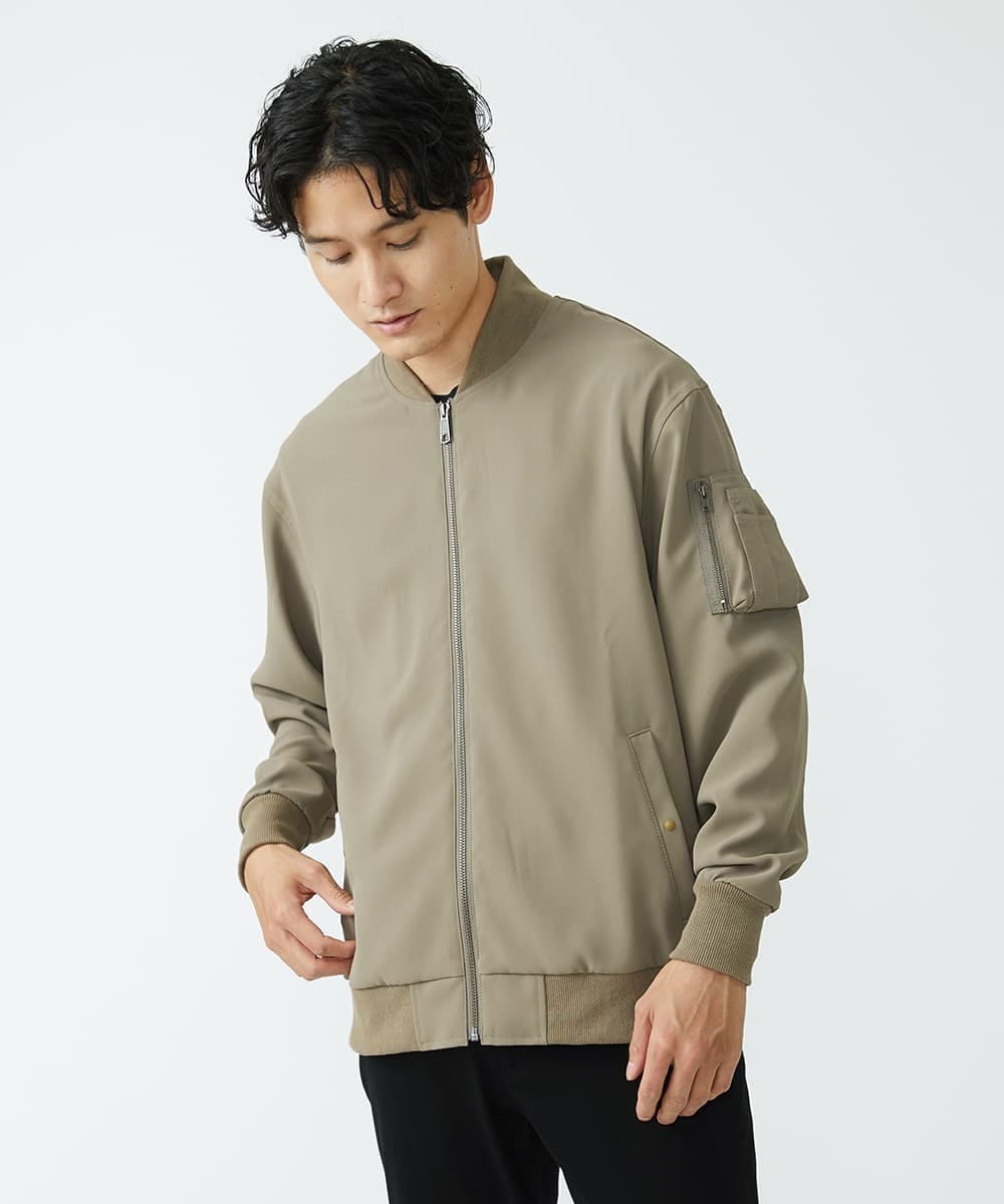 MKJJU88140 MK MICHEL KLEIN HOMME(MKミッシェルクランオム) バックサテンMA-1ブルゾン / セットアップ ベージュ(84)