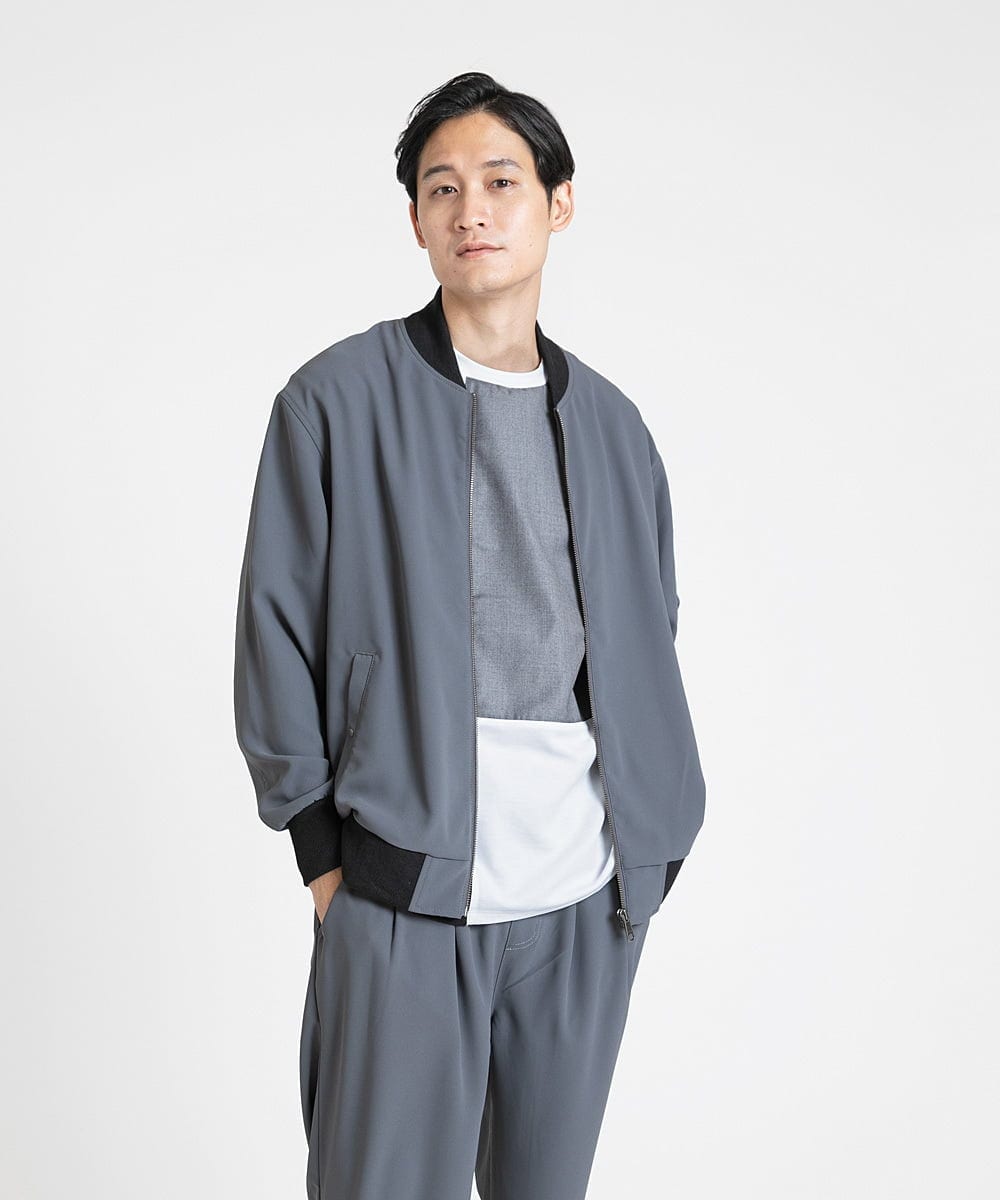 MKJJU88140 MK MICHEL KLEIN HOMME(MKミッシェルクランオム) バックサテンMA-1ブルゾン / セットアップ ダークグレー(93)