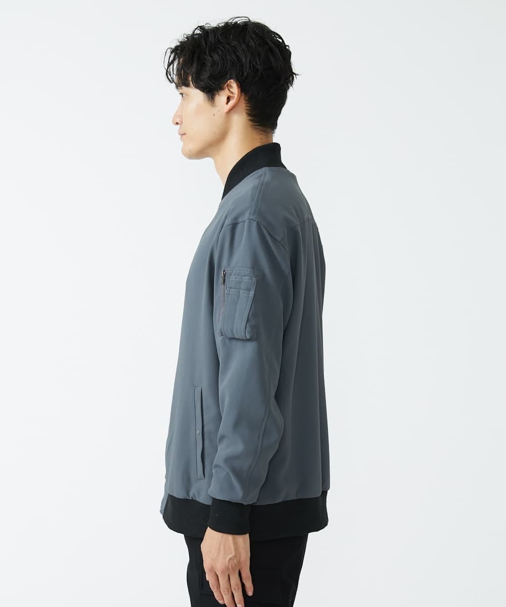 MKJJU88140 MK MICHEL KLEIN HOMME(MKミッシェルクランオム) バックサテンMA-1ブルゾン / セットアップ ダークグレー(93)