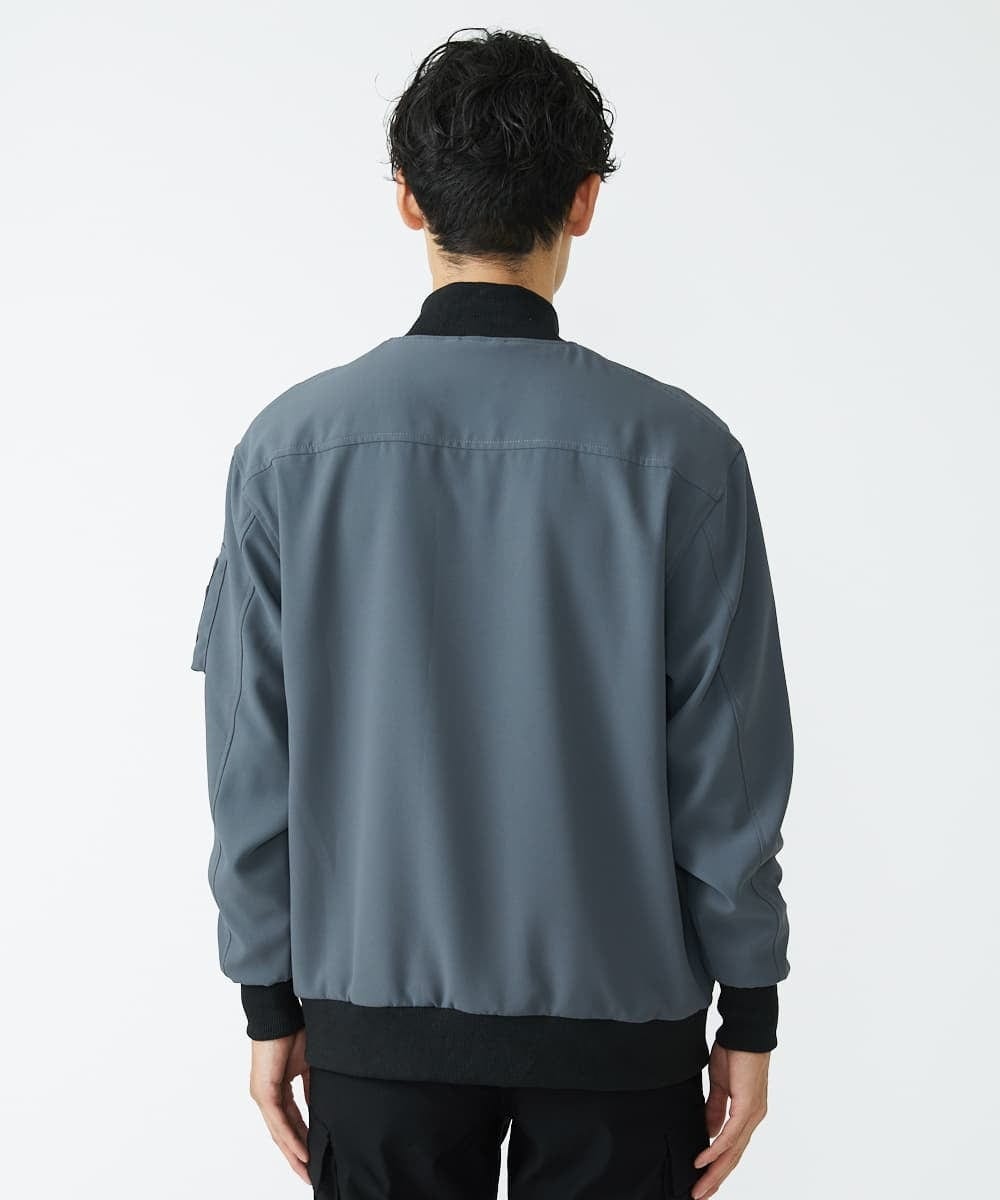 MKJJU88140 MK MICHEL KLEIN HOMME(MKミッシェルクランオム) バックサテンMA-1ブルゾン / セットアップ ダークグレー(93)