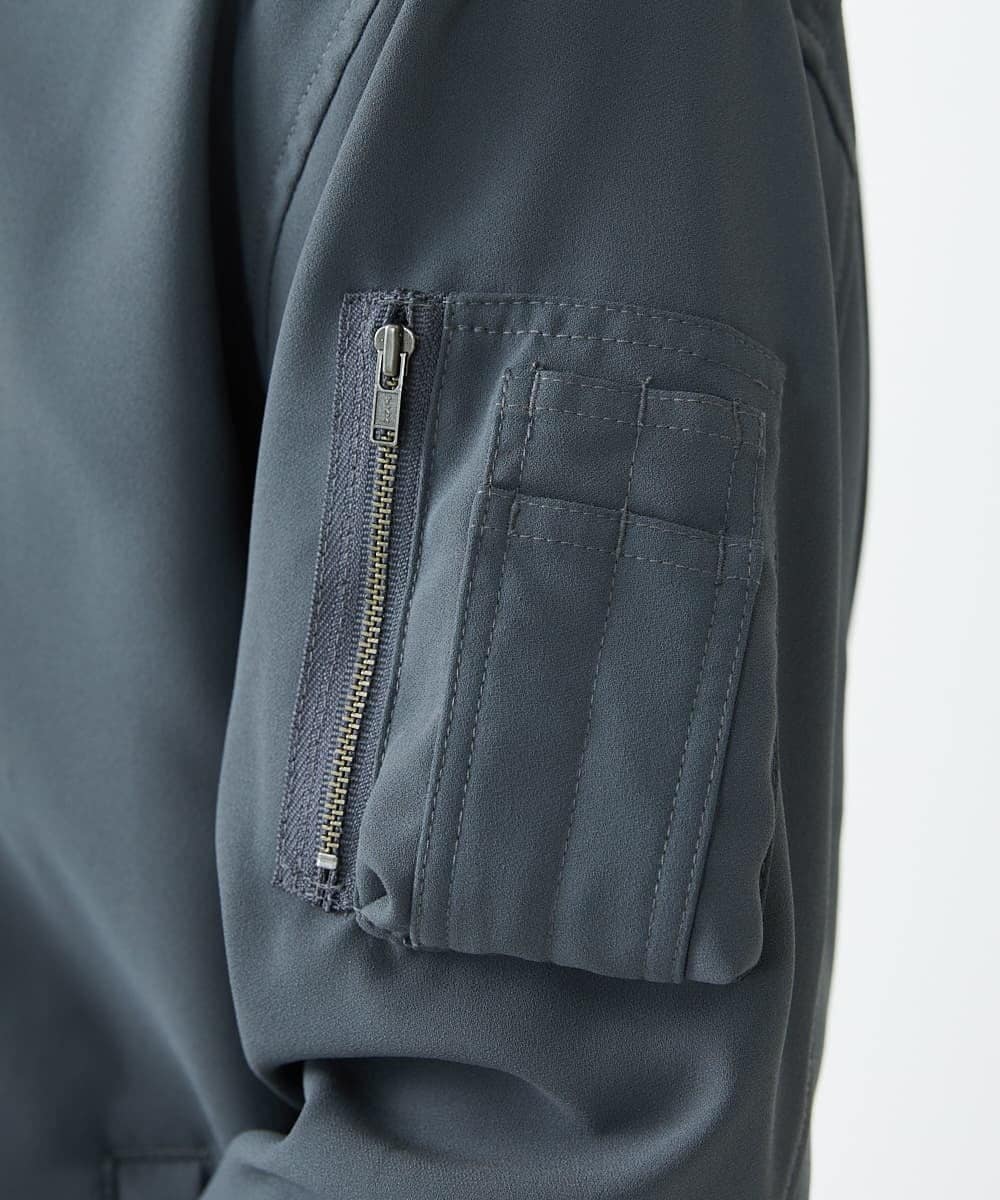 MKJJU88140 MK MICHEL KLEIN HOMME(MKミッシェルクランオム) バックサテンMA-1ブルゾン / セットアップ ダークグレー(93)