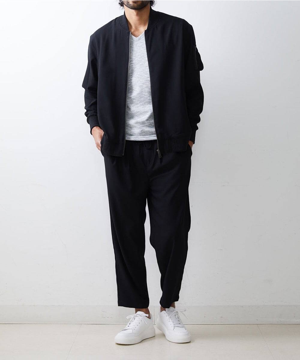 MKJJU88140 MK MICHEL KLEIN HOMME(MKミッシェルクランオム) バックサテンMA-1ブルゾン / セットアップ ブラック(94)