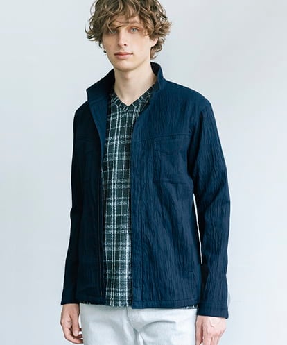 MKJJV16190 MK MICHEL KLEIN HOMME ミリタリーブルゾン/楊柳ワッシャー