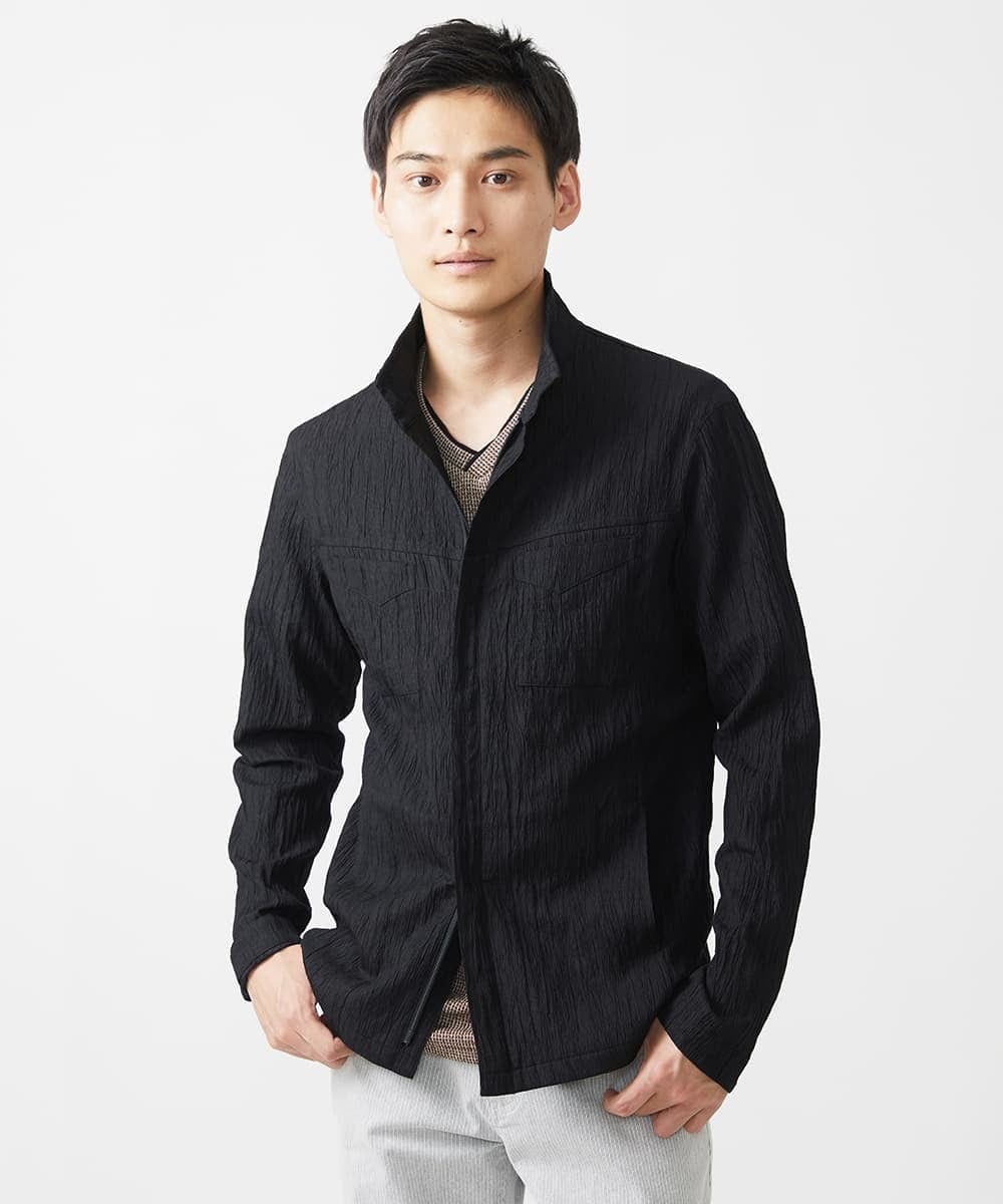 MKJJV16190 MK MICHEL KLEIN HOMME(MKミッシェルクランオム) ミリタリーブルゾン/楊柳ワッシャー グレー