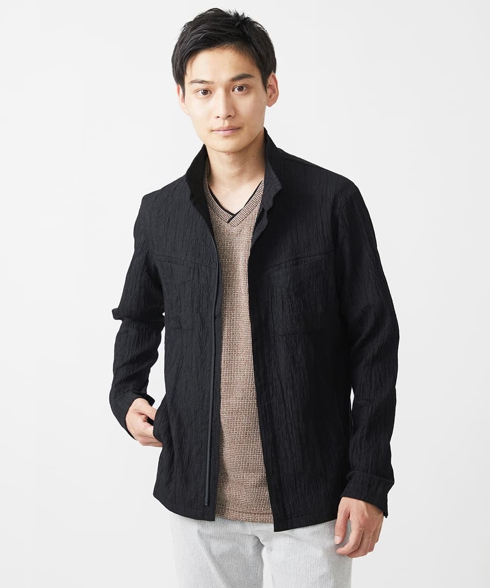 MKJJV16190 MK MICHEL KLEIN HOMME(MKミッシェルクランオム) ミリタリーブルゾン/楊柳ワッシャー グレー