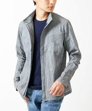 MKJJV16190 MK MICHEL KLEIN HOMME(MKミッシェルクランオム) ミリタリーブルゾン/楊柳ワッシャー グレー