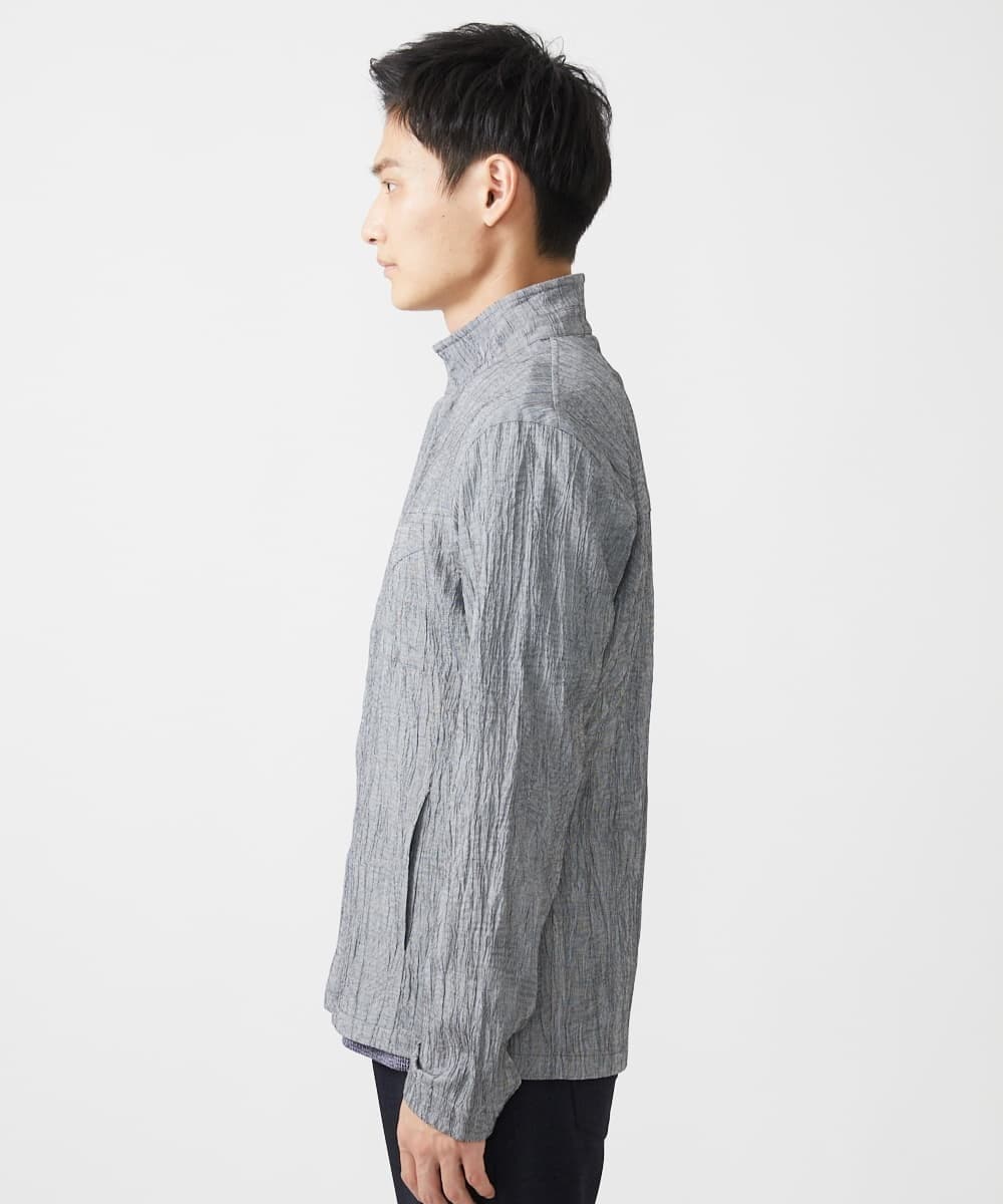MKJJV16190 MK MICHEL KLEIN HOMME(MKミッシェルクランオム) ミリタリーブルゾン/楊柳ワッシャー グレー