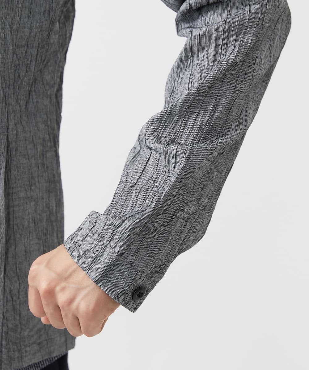 MKJJV16190 MK MICHEL KLEIN HOMME(MKミッシェルクランオム) ミリタリーブルゾン/楊柳ワッシャー グレー
