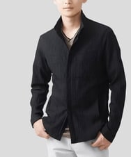 MKJJV16190 MK MICHEL KLEIN HOMME(MKミッシェルクランオム) 【残りわずか/洗える】楊柳ワッシャーミリタリーブルゾン ブラック