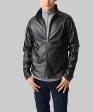 MKJJX02180 MK MICHEL KLEIN HOMME(MKミッシェルクランオム) 【残りわずか/在庫限り/秋春兼用/洗える】スタンドカラーシャツブルゾン/合成皮革 ブラック