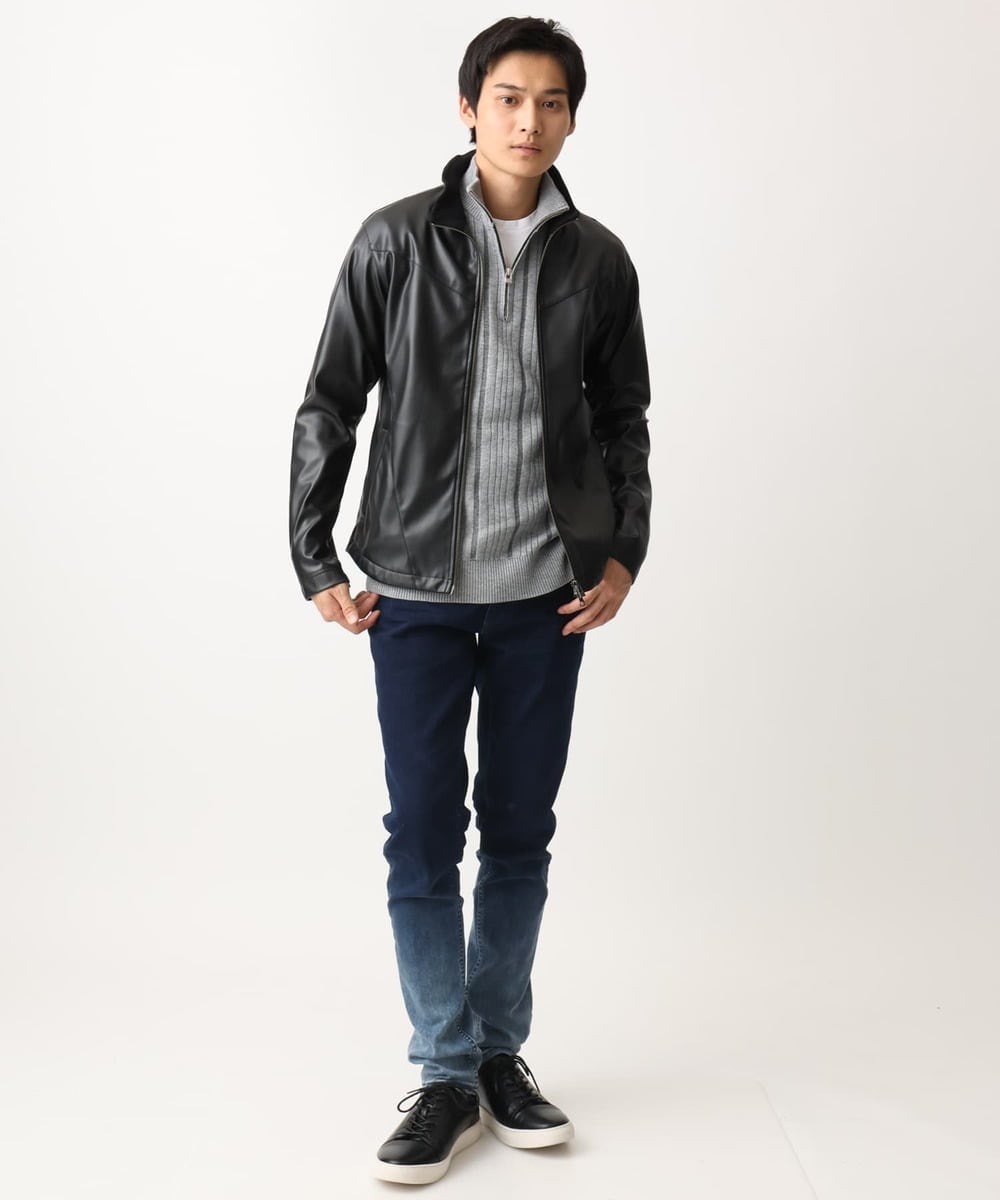 MKJJX02180 MK MICHEL KLEIN HOMME(MKミッシェルクランオム) スタンドカラーシャツブルゾン / 合成皮革 ブラック