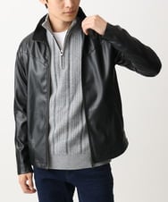 MKJJX02180 MK MICHEL KLEIN HOMME(MKミッシェルクランオム) スタンドカラーシャツブルゾン / 合成皮革 ブラック