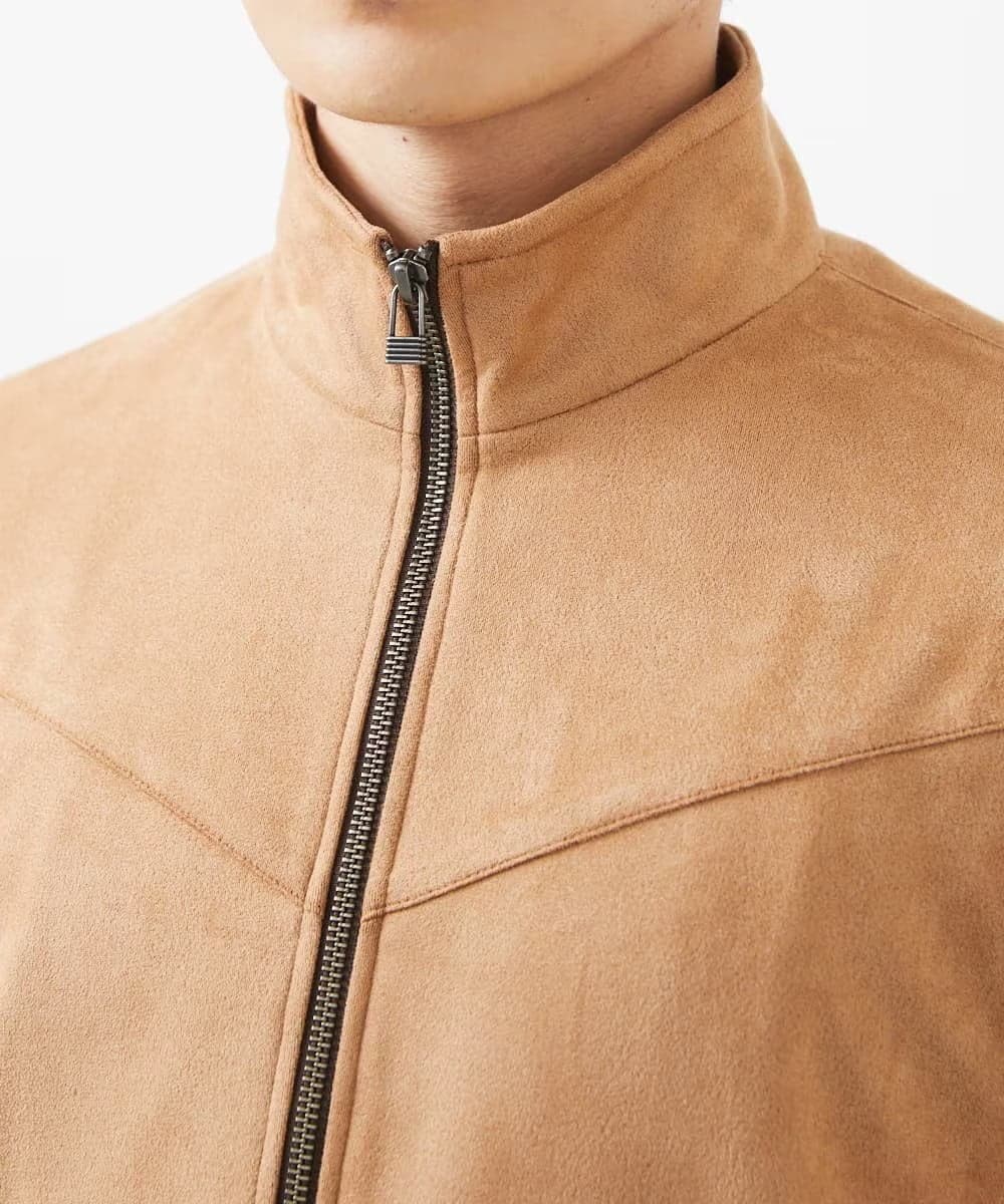 MKJJX06180 MK MICHEL KLEIN HOMME(MKミッシェルクランオム) 【秋春兼用/洗える】スエードタッチスタンドカラーブルゾン ベージュ