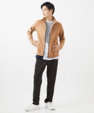 MKJJX06180 MK MICHEL KLEIN HOMME(MKミッシェルクランオム) 【秋春兼用/洗える】スエードタッチスタンドカラーブルゾン ベージュ