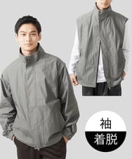MKJJX08180 MK MICHEL KLEIN HOMME(MKミッシェルクランオム) 【残りわずか/在庫限り/ベストにもなる／ゆったりシルエット】袖着脱２WAYブルゾン グレー