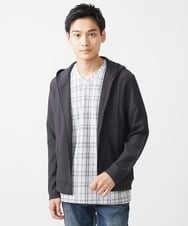 MKJJX09130 MK MICHEL KLEIN HOMME(MKミッシェルクランオム) 【洗える】フードパーカー/ラダーストライプ パープル