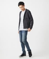 MKJJX09130 MK MICHEL KLEIN HOMME(MKミッシェルクランオム) 【洗える】フードパーカー/ラダーストライプ パープル
