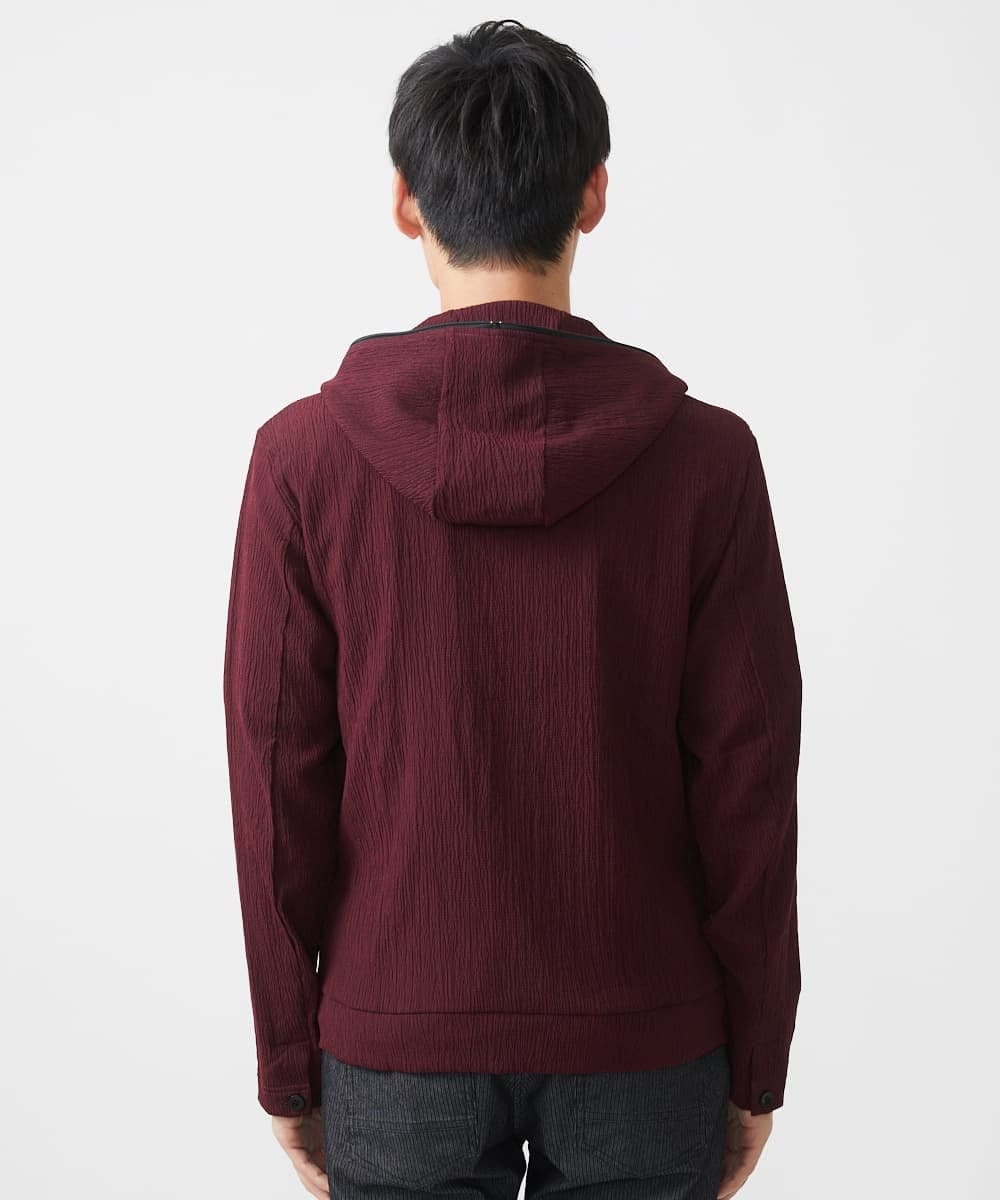 MKJJX09130 MK MICHEL KLEIN HOMME(MKミッシェルクランオム) 【洗える】フードパーカー/ラダーストライプ パープル