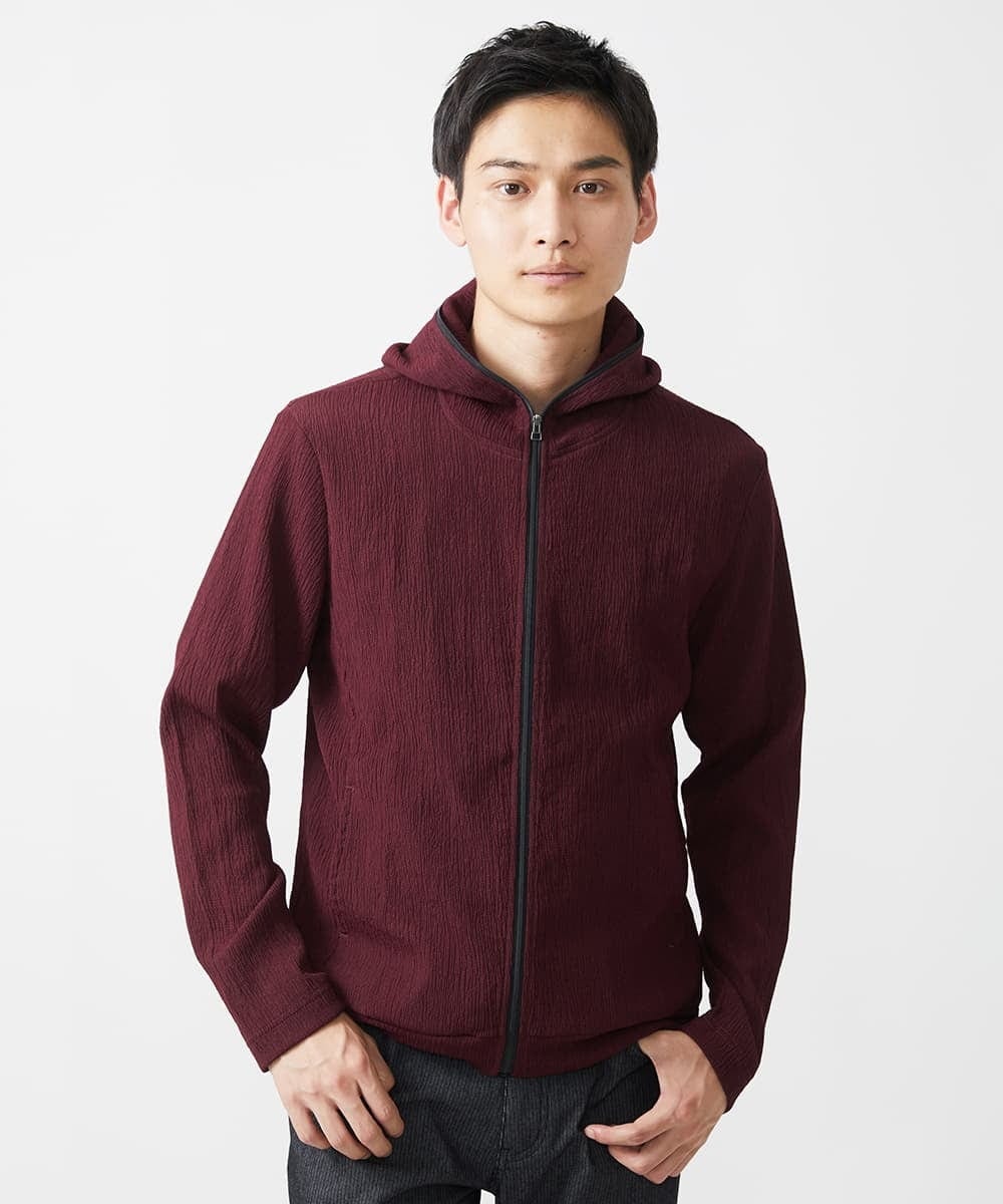 MKJJX09130 MK MICHEL KLEIN HOMME(MKミッシェルクランオム) 【洗える】フードパーカー/ラダーストライプ パープル