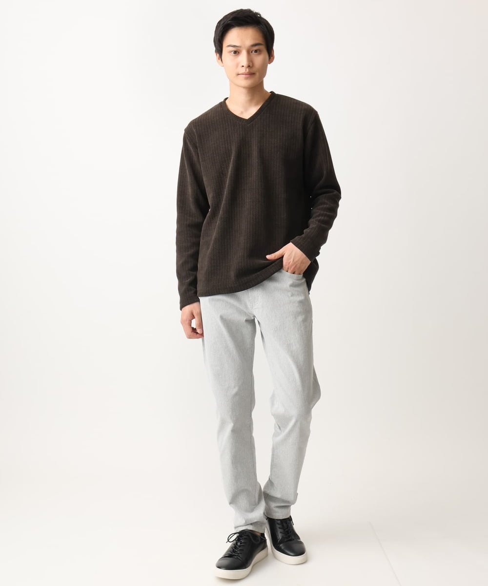 MKKAA68079 MK MICHEL KLEIN HOMME(MKミッシェルクランオム) Vネックカットソー / モールケーブル グリーン