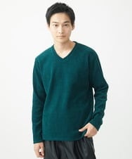 MKKAA68079 MK MICHEL KLEIN HOMME(MKミッシェルクランオム) Vネックカットソー / モールケーブル グリーン