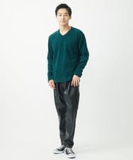 MKKAA68079 MK MICHEL KLEIN HOMME(MKミッシェルクランオム) Vネックカットソー / モールケーブル グリーン