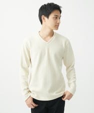MKKAA68079 MK MICHEL KLEIN HOMME(MKミッシェルクランオム) Vネックカットソー / モールケーブル グリーン