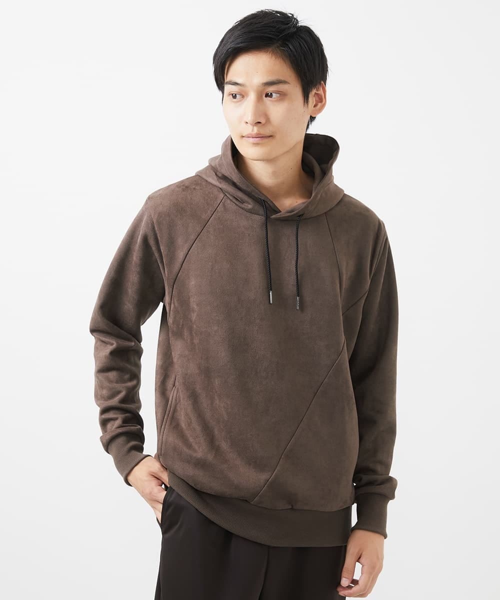 MKKAC11090 MK MICHEL KLEIN HOMME(MKミッシェルクランオム) 【ユニセックスで着られる】プルオーバーパーカー/ポンチスエード ベージュ