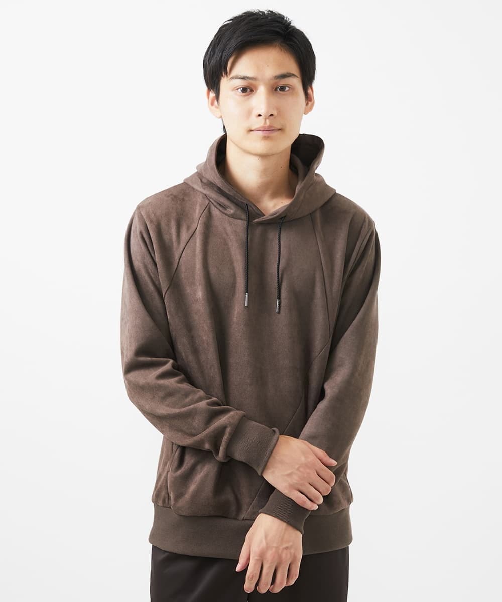 MKKAC11090 MK MICHEL KLEIN HOMME(MKミッシェルクランオム) 【ユニセックスで着られる】プルオーバーパーカー/ポンチスエード ベージュ