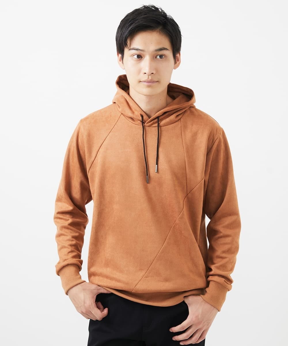 MKKAC11090 MK MICHEL KLEIN HOMME(MKミッシェルクランオム) 【ユニセックスで着られる】プルオーバーパーカー/ポンチスエード ベージュ
