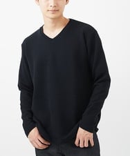 MKKAC25069 MK MICHEL KLEIN HOMME(MKミッシェルクランオム) Vネックカットソー/フクレジャガード ブラック