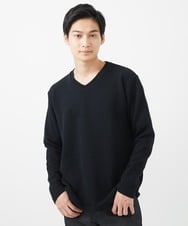 MKKAC25069 MK MICHEL KLEIN HOMME(MKミッシェルクランオム) Vネックカットソー/フクレジャガード ブラック